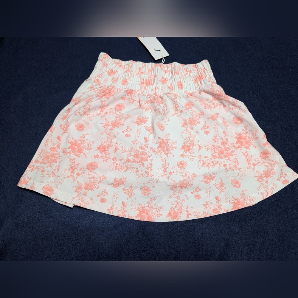 Puma Women's White Skirt Pink Fruit Print - Elastic Waist Sz: XS NWT